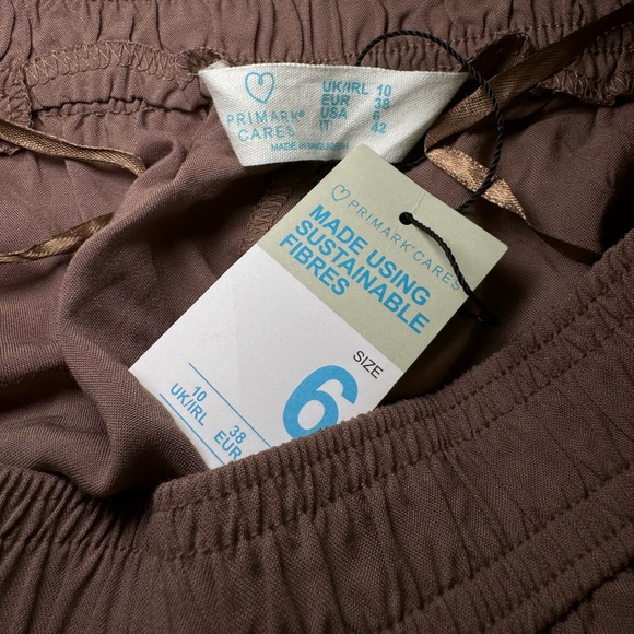NWT - PRIMARK Pants Brown Elastic Waist Women’s 6 - Picture 2 of 4